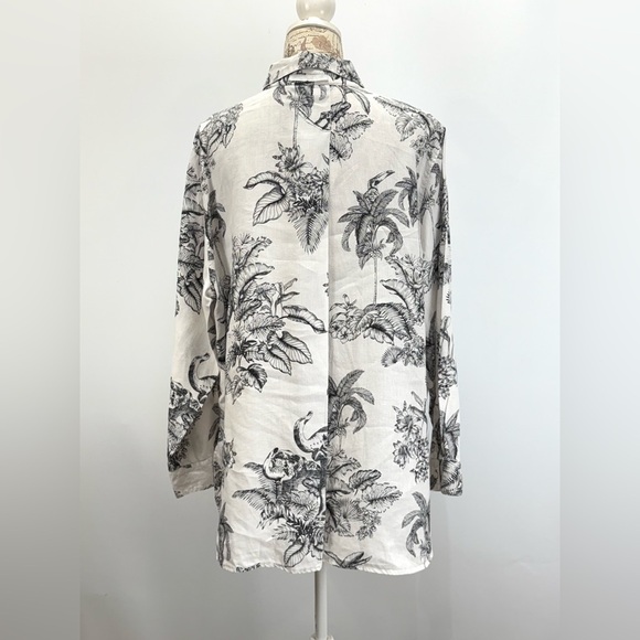 TOMMY BAHAMA Black and White Toile 100% Linen Button Down Shirt size XL - Picture 8 of 14